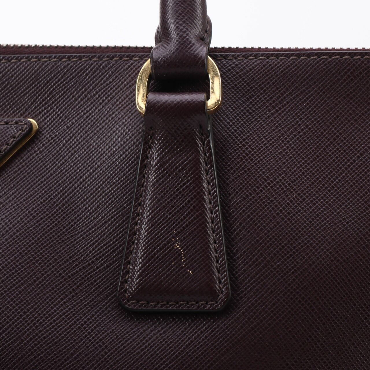 Prada Burgundy Saffiano Lux Leather Large Double Zip Tote Satchel