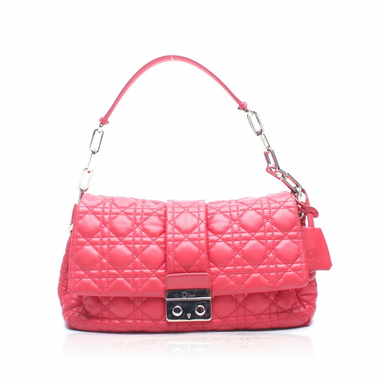 Christian Dior Red Cannage Quilted New Lock Flap Shoulder Bag