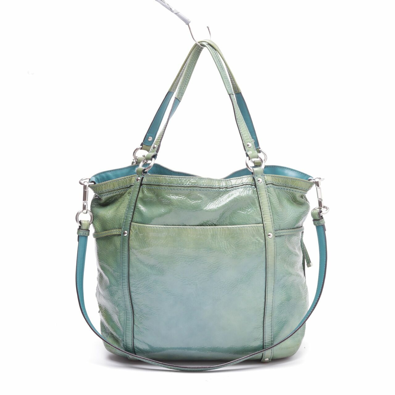 Coach Audrey Andie Cinched Green Patent Leather Tote Handbag