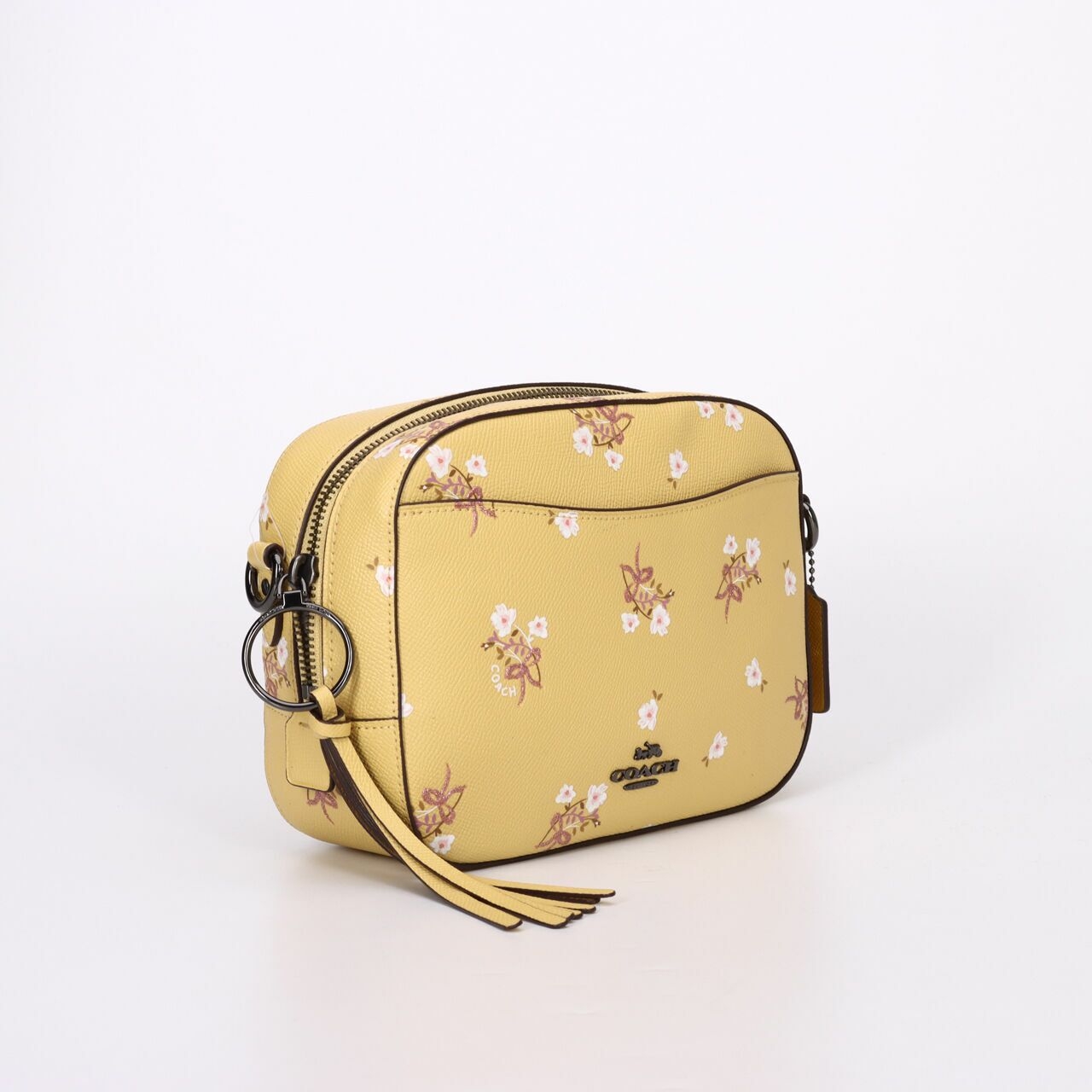 Coach Floral Bow Print Yellow Camera Sling Bag