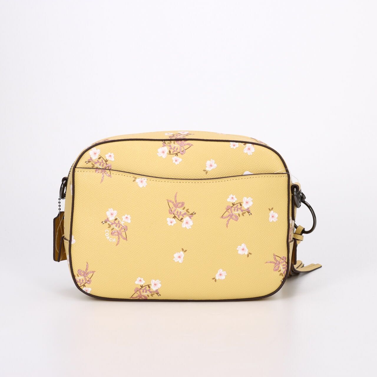 Coach Floral Bow Print Yellow Camera Sling Bag