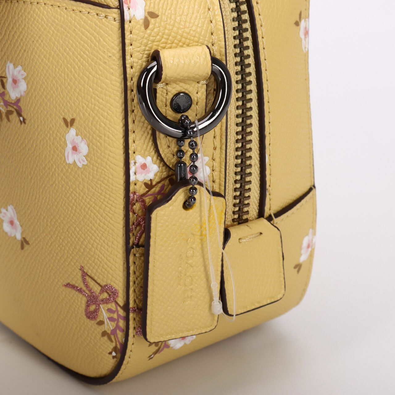 Coach Floral Bow Print Yellow Camera Sling Bag