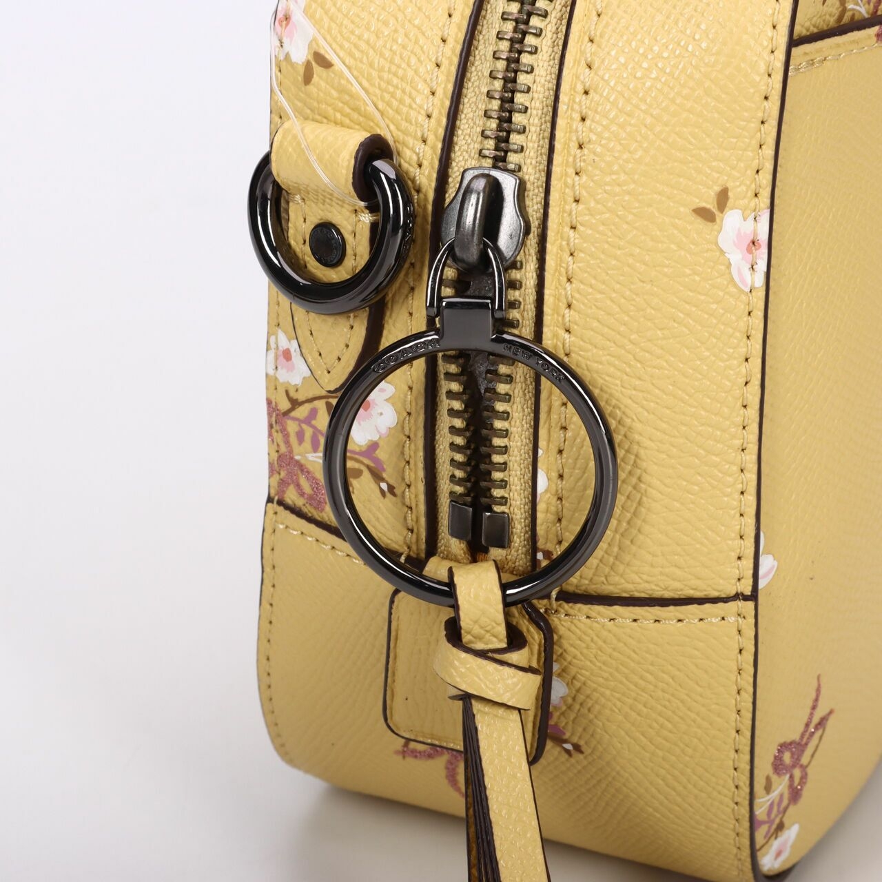 Coach Floral Bow Print Yellow Camera Sling Bag