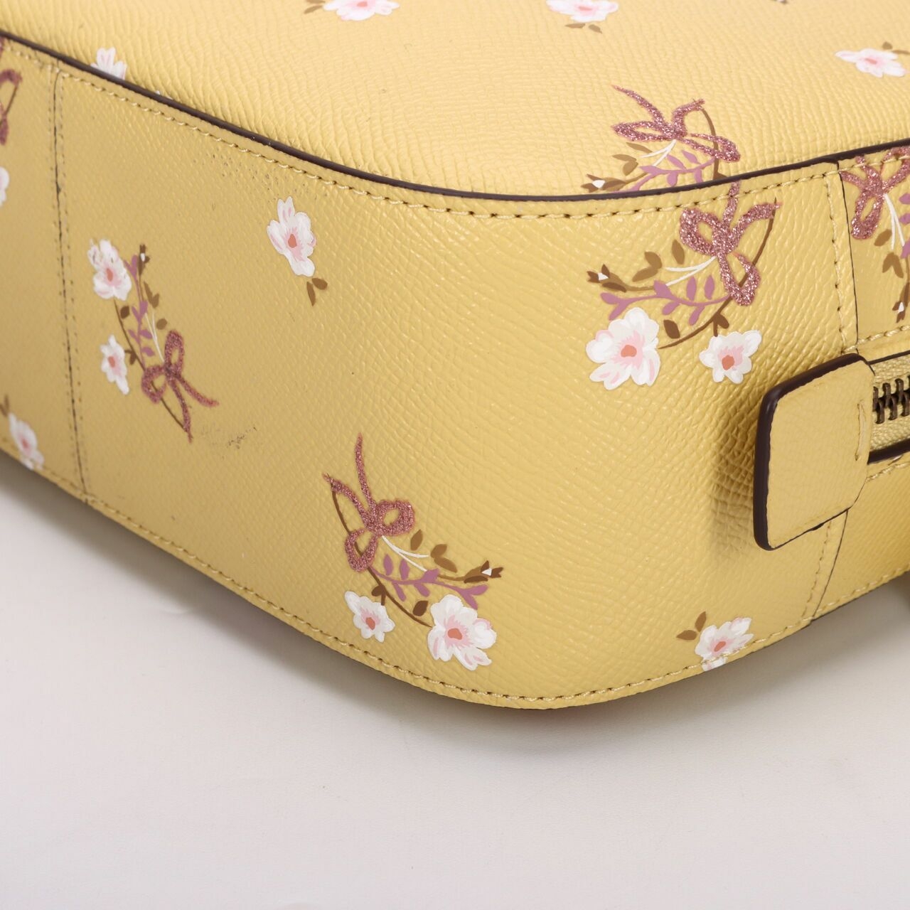 Coach Floral Bow Print Yellow Camera Sling Bag