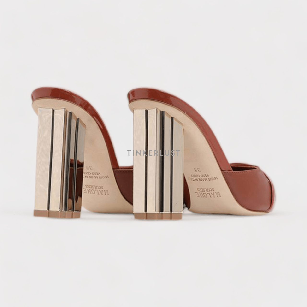 Malone Souliers Lexi Mules 90mm in Mustang/Mustang Heels	