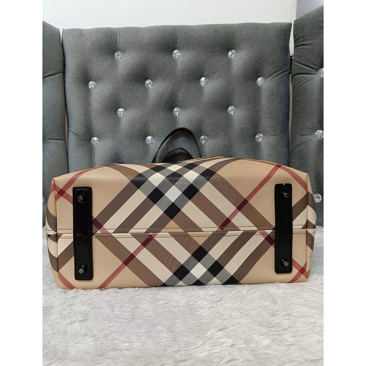 Burberry Nova Check Large Canvas & Patent Leather Tote Bag