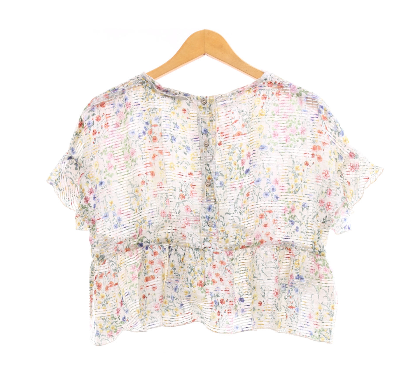 Zara White Floral Blouse