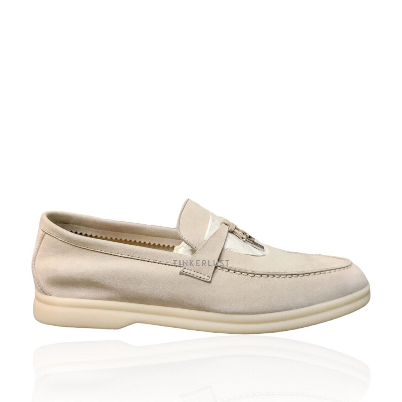 Loro Piana Summer Charm Walk Loafer Pearl Gray Phw Slip On Flats