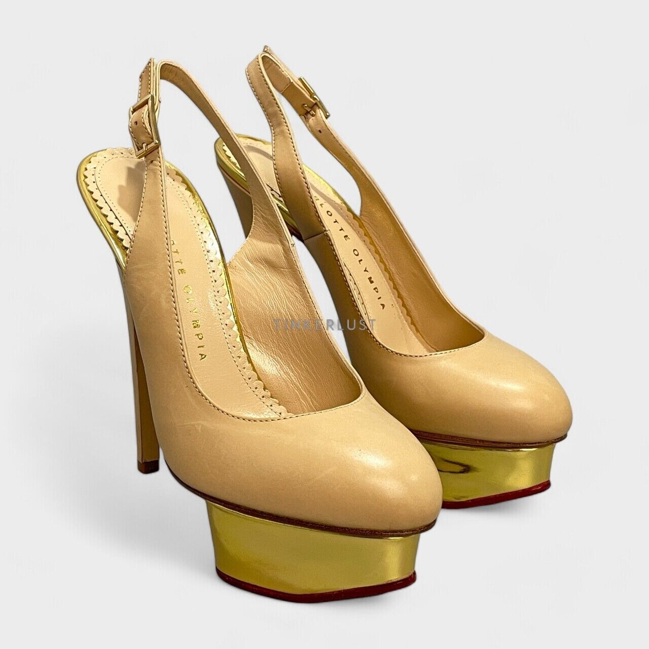 Charlotte Olympia Dolly Nude Slingback Heels