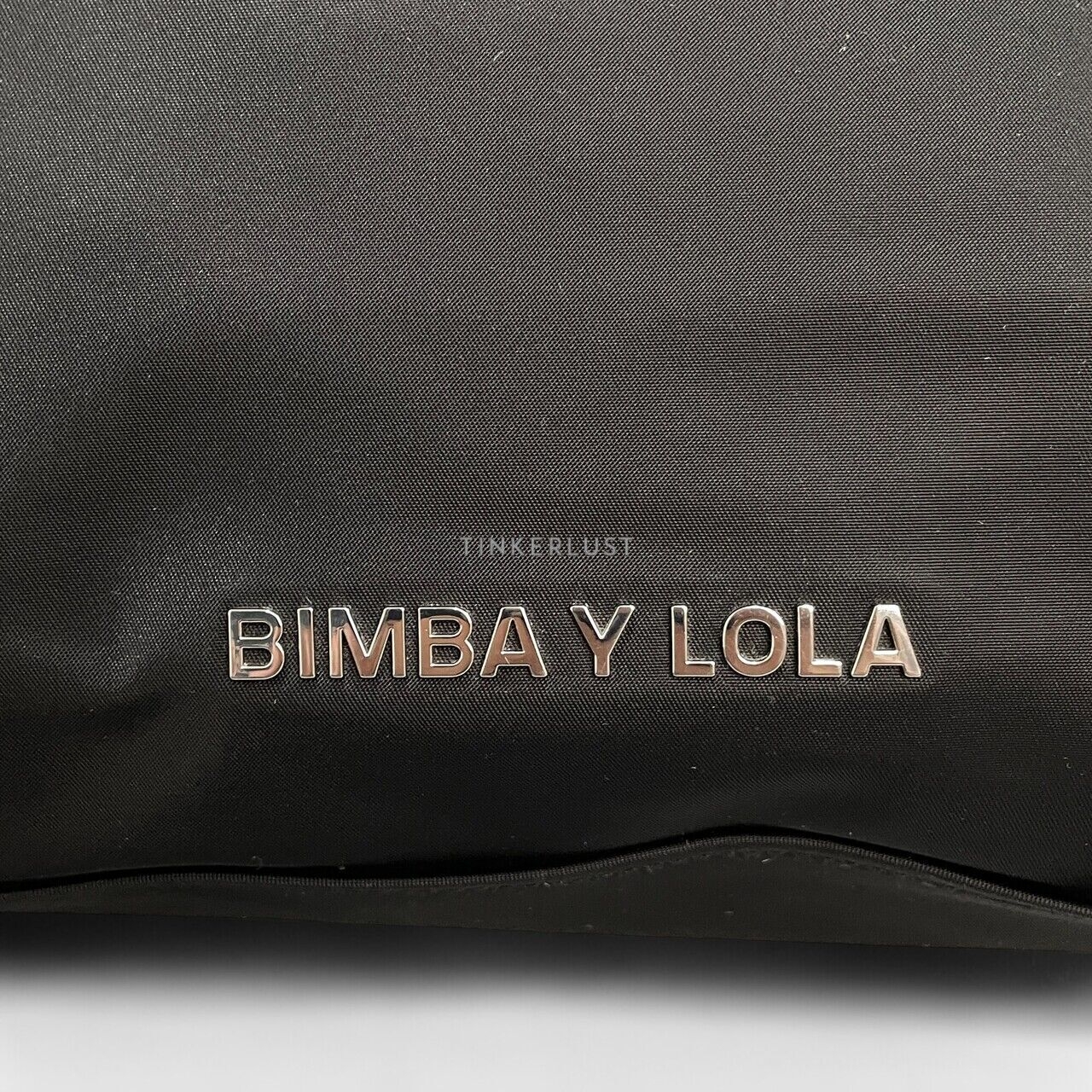 Bimba Y Lola Nylon Black Zipper with Strap Embroidered Sling Bag