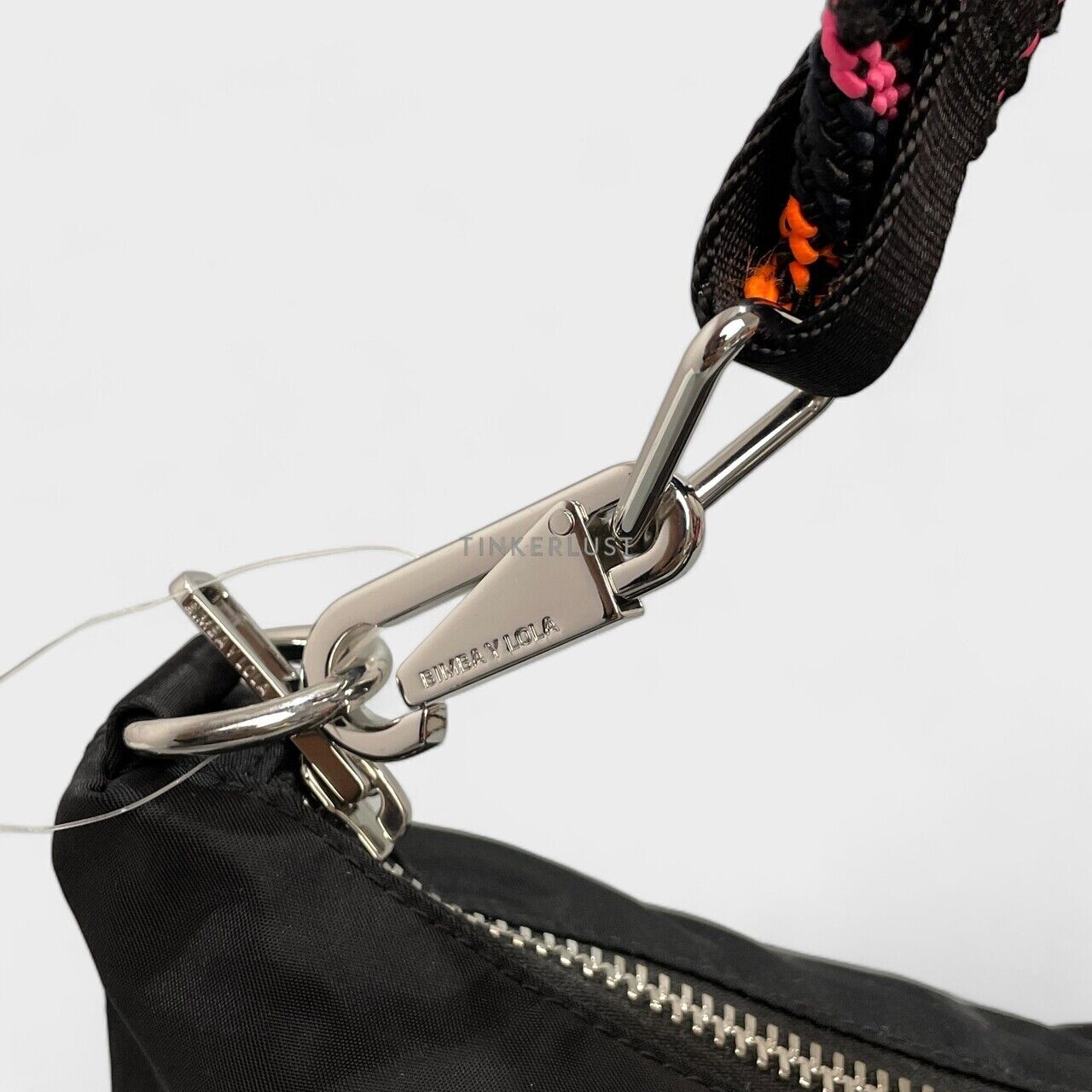 Bimba Y Lola Nylon Black Zipper with Strap Embroidered Sling Bag