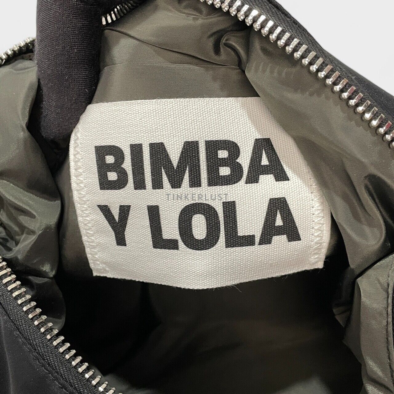 Bimba Y Lola Nylon Black Zipper with Strap Embroidered Sling Bag