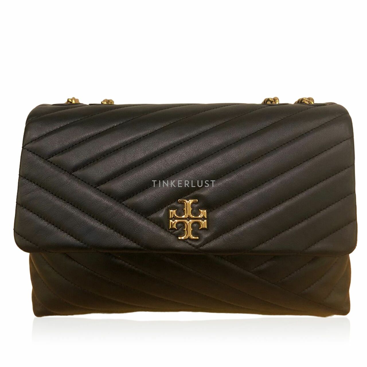 Tory Burch Kira Chevron Convertible Medium Shoulder Bag Black GHW