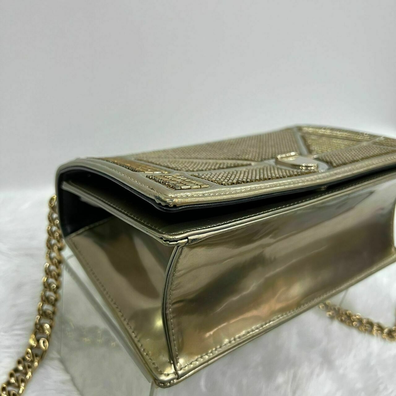 Christian Dior Diorama Small Metallic Gold Cannage Bag GHW 2015  Shoulder Bag