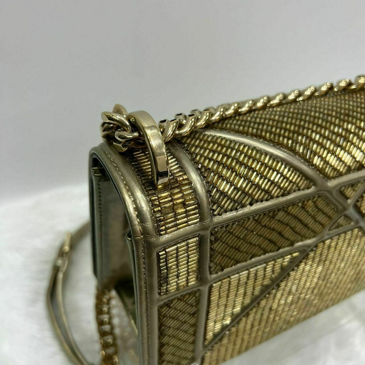 Christian Dior Diorama Small Metallic Gold Cannage Bag GHW 2015  Shoulder Bag