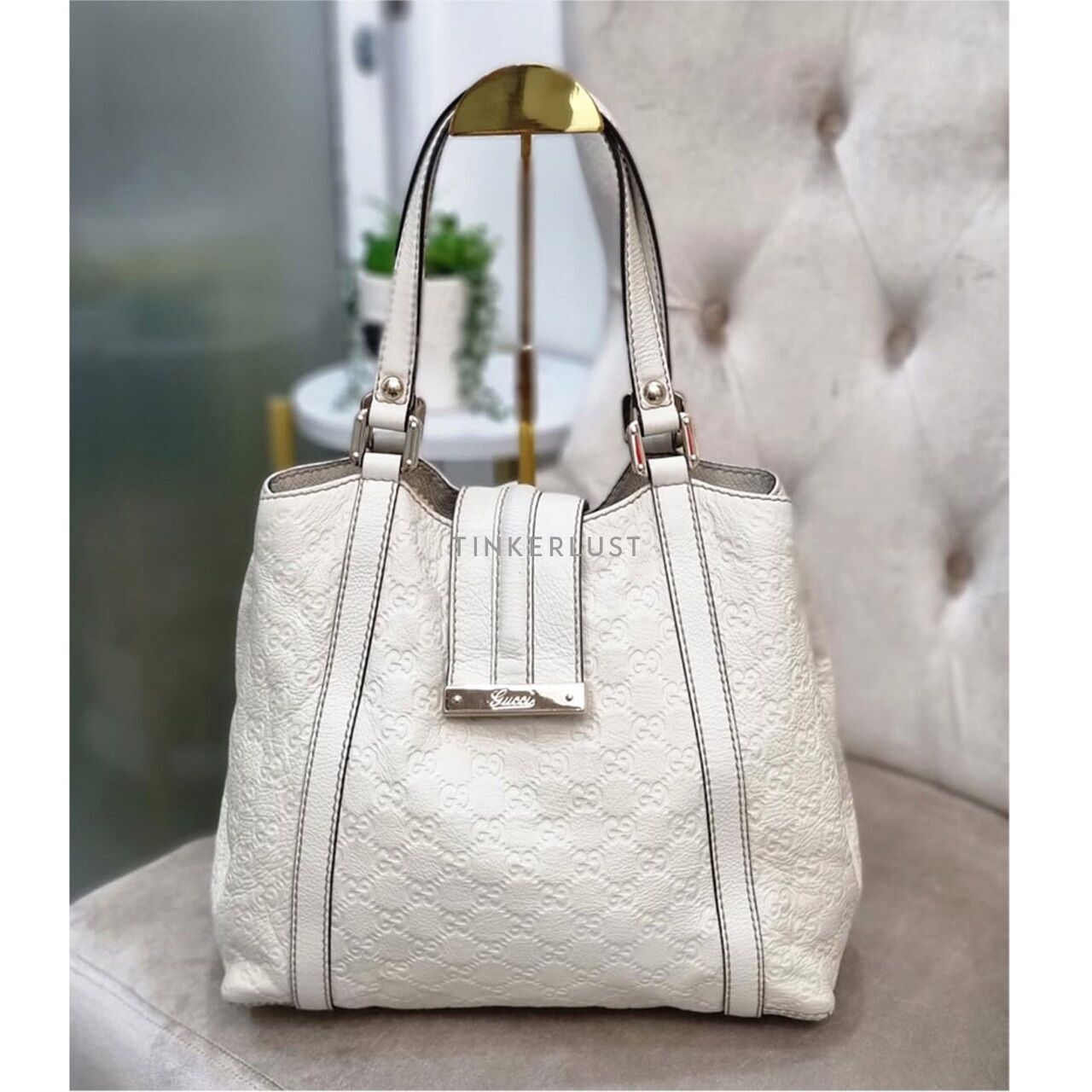 Gucci Guccisima Leather Broken White LGHW Handbag