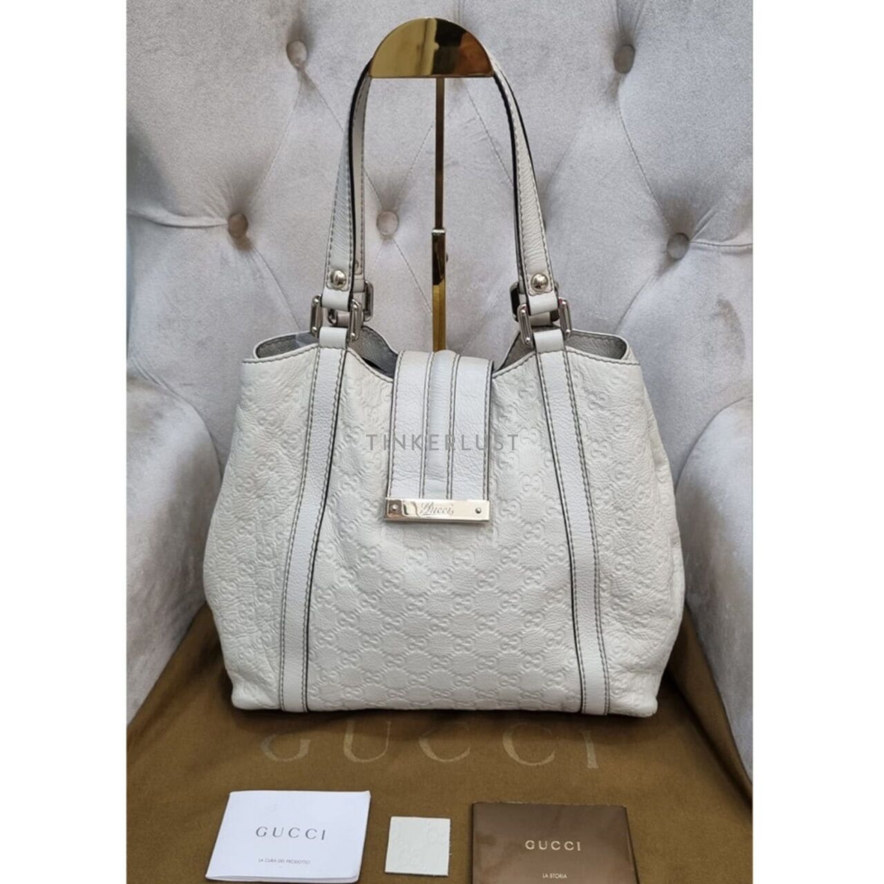 Gucci Guccisima Leather Broken White LGHW Handbag