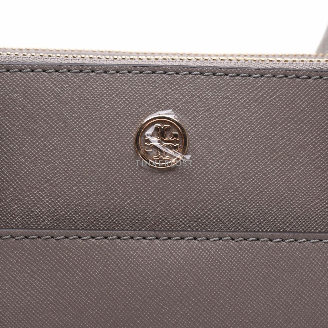 Tory Burch Robinson Double Zip Tote Gray Heron