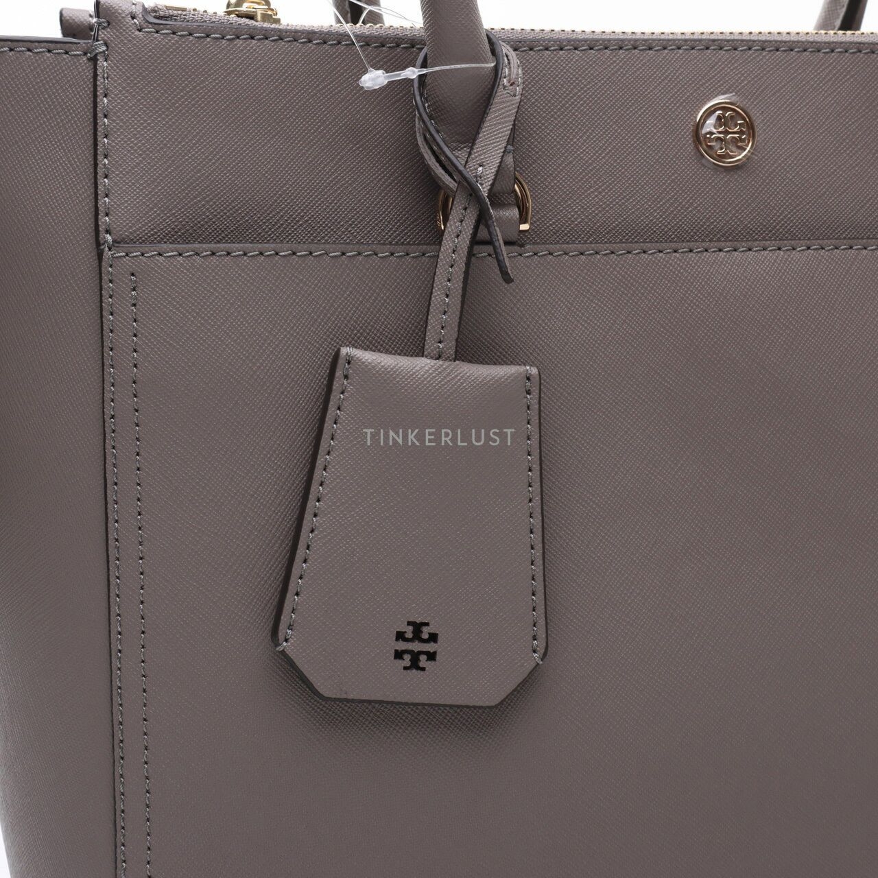 Tory Burch Robinson Double Zip Tote Gray Heron