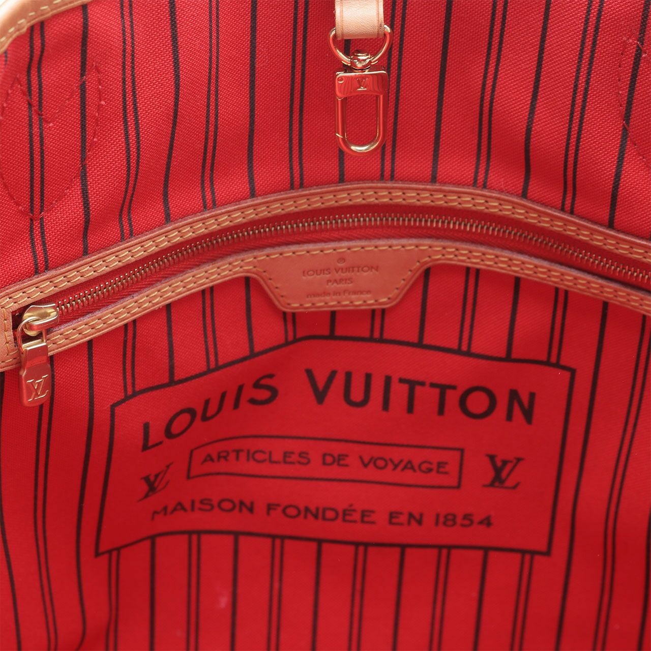 Louis Vuitton Canvas Limited Edition Blue Jungle Dots Neverfull Red Tote Bag 