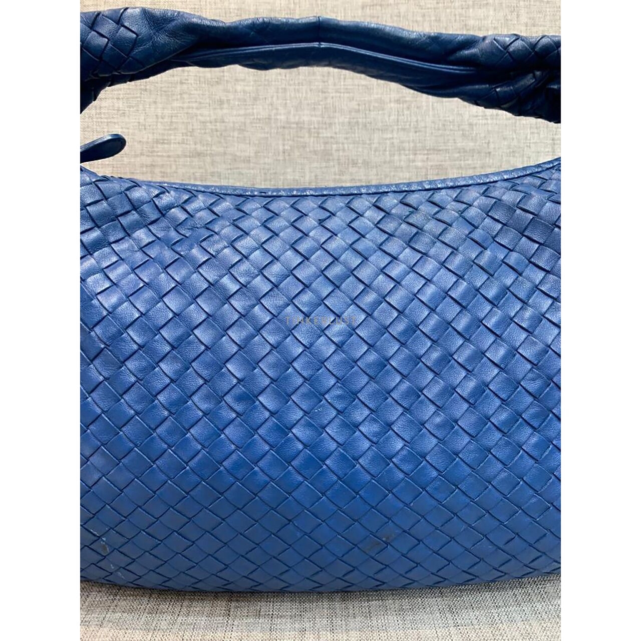 Bottega Veneta Hobo Medium Intrecciato Blue Shoulder Bag