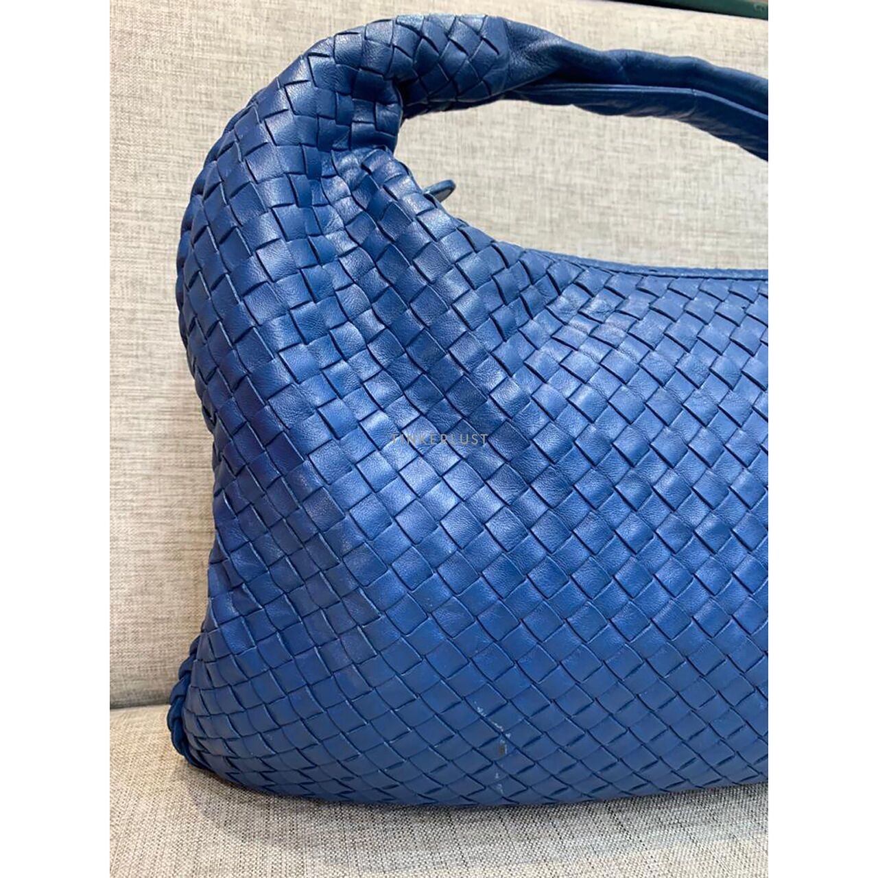 Bottega Veneta Hobo Medium Intrecciato Blue Shoulder Bag