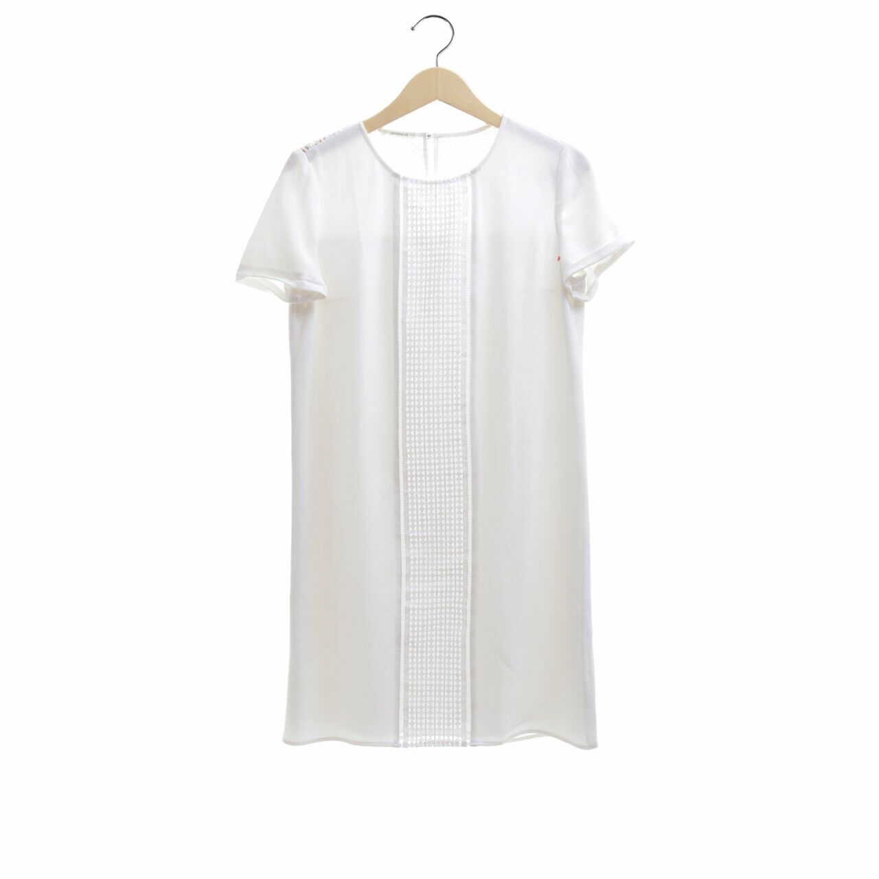 Promod White Perforated Mini Dress