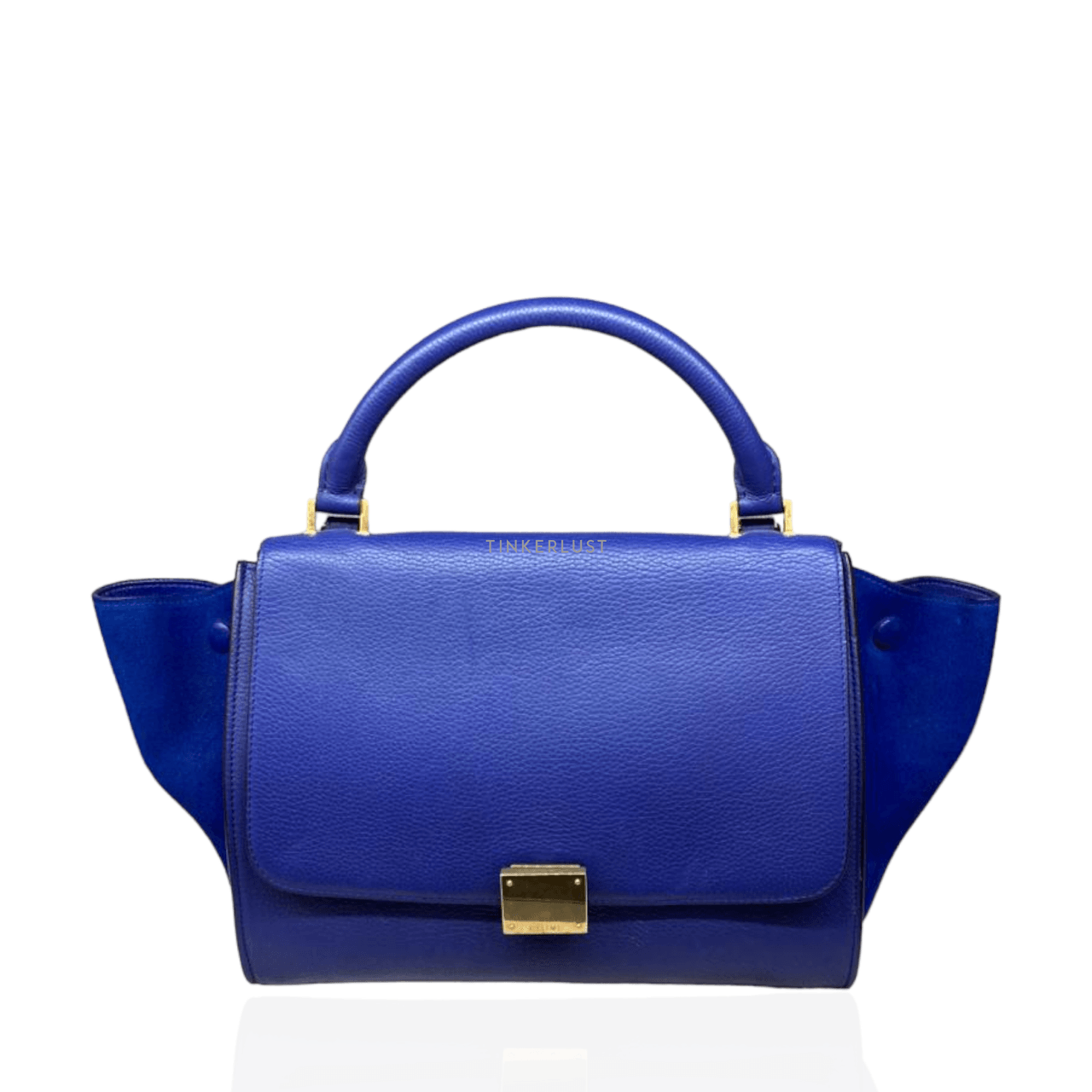 Celine Trapeze Blue GHW Satchel	