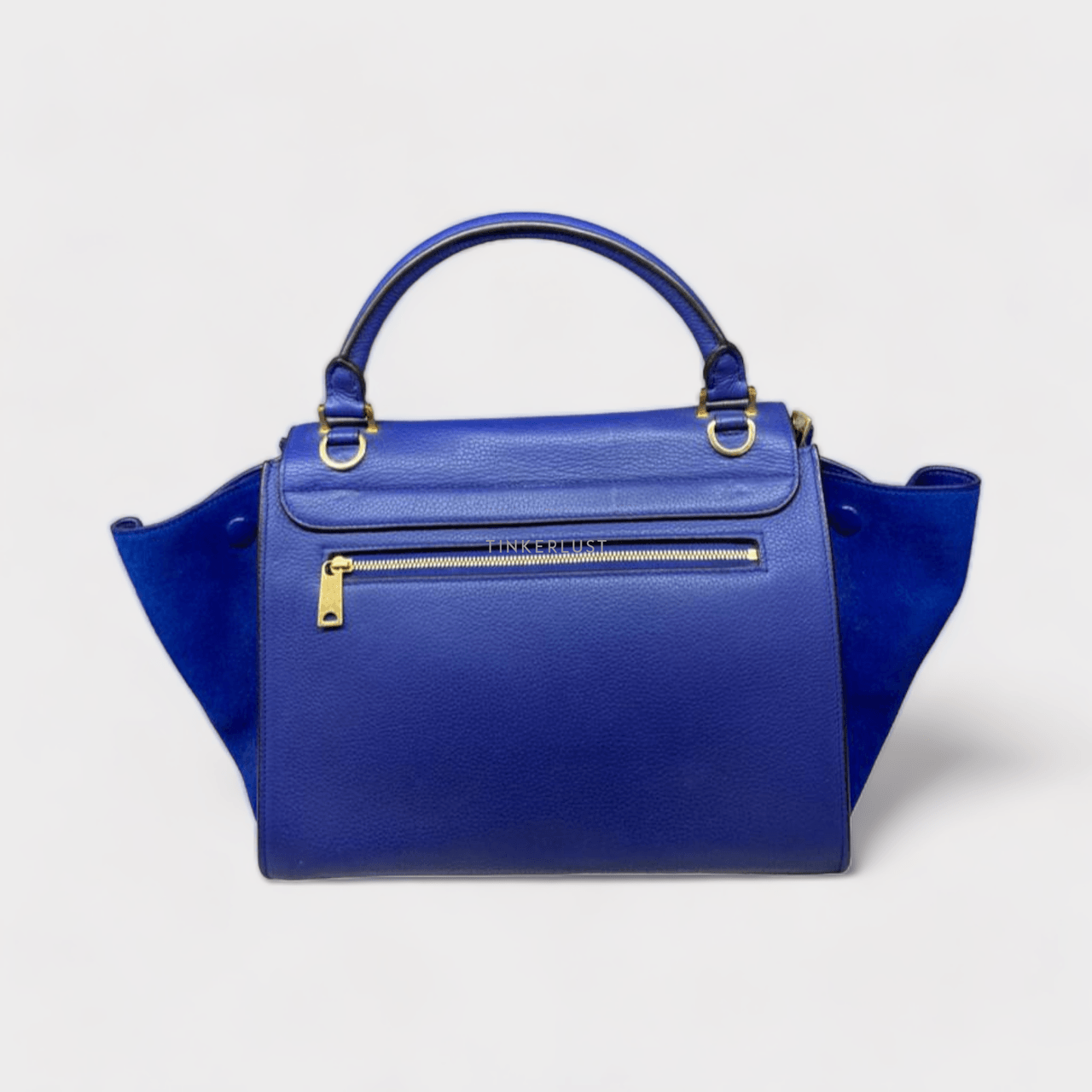 Celine Trapeze Blue GHW Satchel	