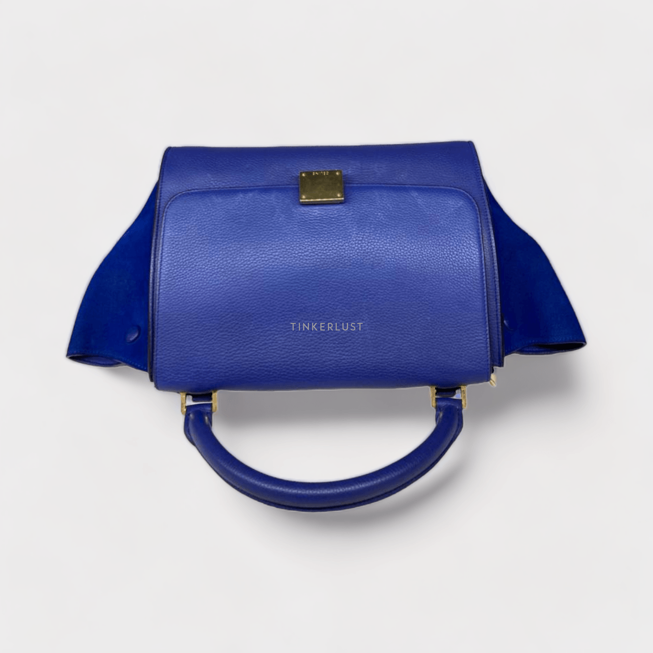 Celine Trapeze Blue GHW Satchel	