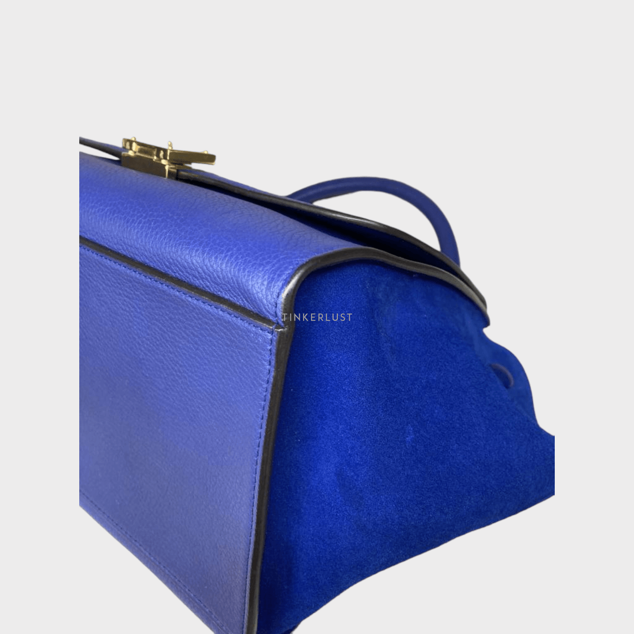 Celine Trapeze Blue GHW Satchel	