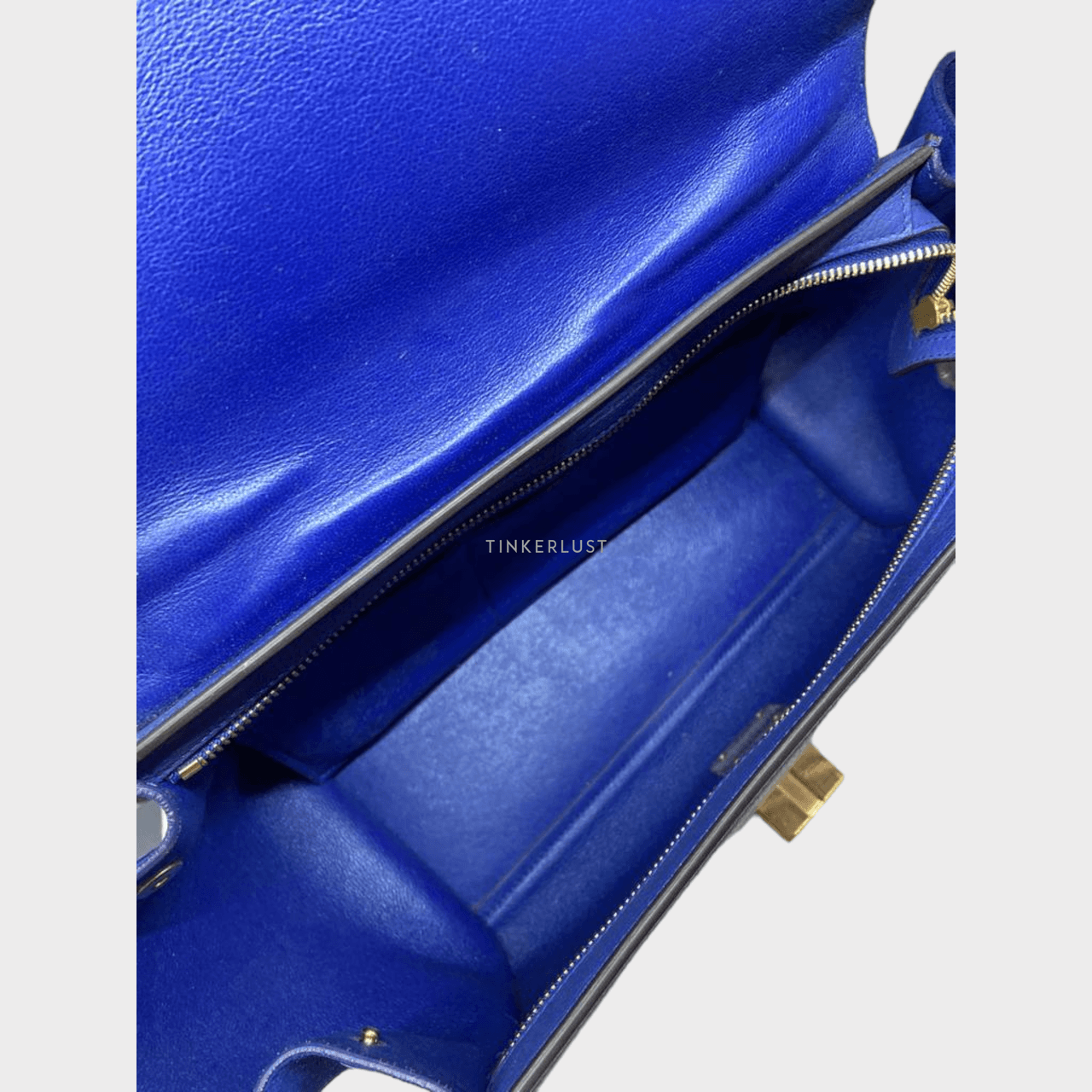 Celine Trapeze Blue GHW Satchel	