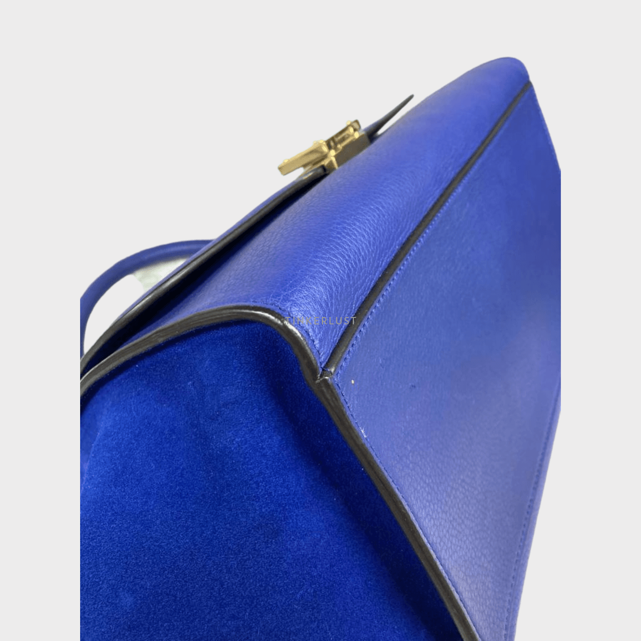 Celine Trapeze Blue GHW Satchel	