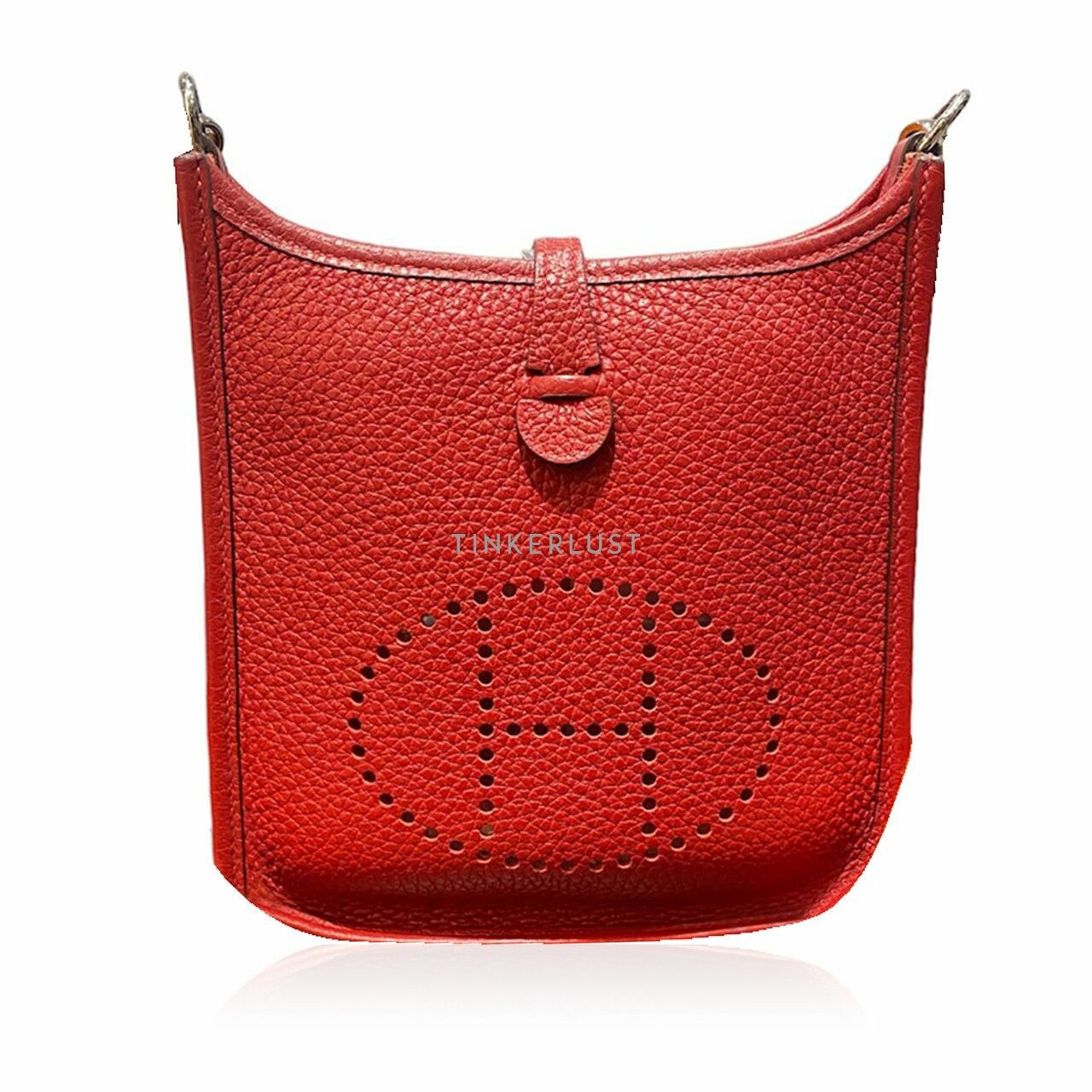 Hermes Mini Evelyne Clemence Sangle Wooly Red Casaque #C 2018 PHW Sling Bag