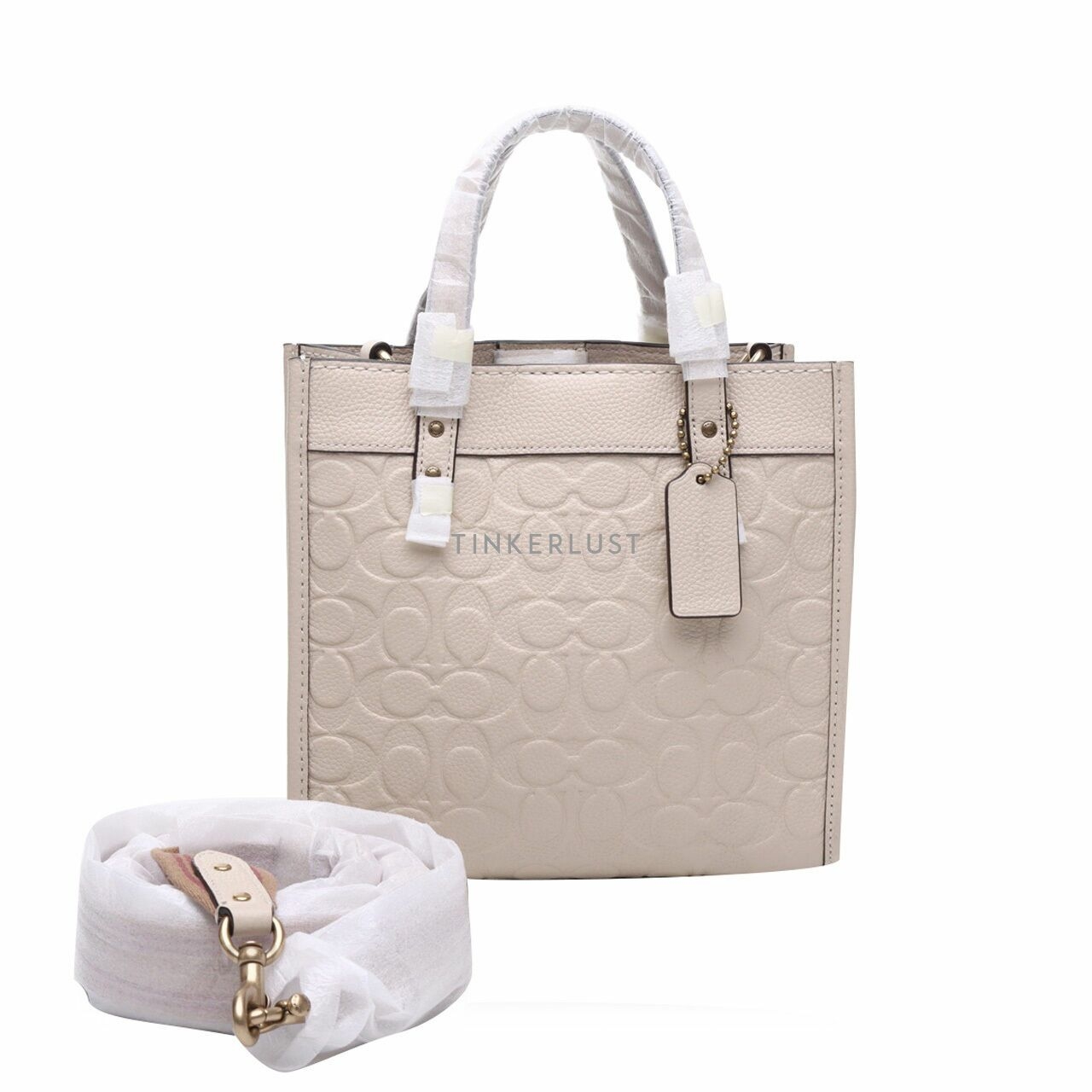 Coach Field 22 Ivory Embossed Satchel