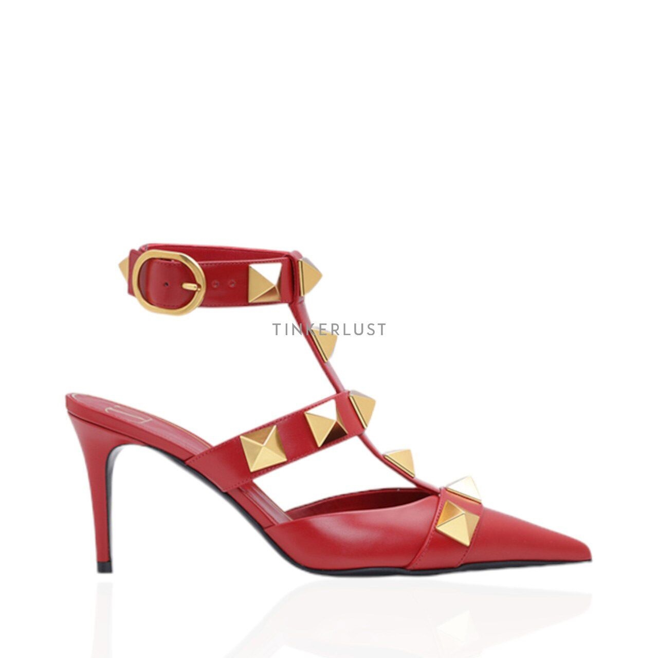 Valentino Garavani Roman Stud Pumps 80mm Calf with Cage in Red Heels