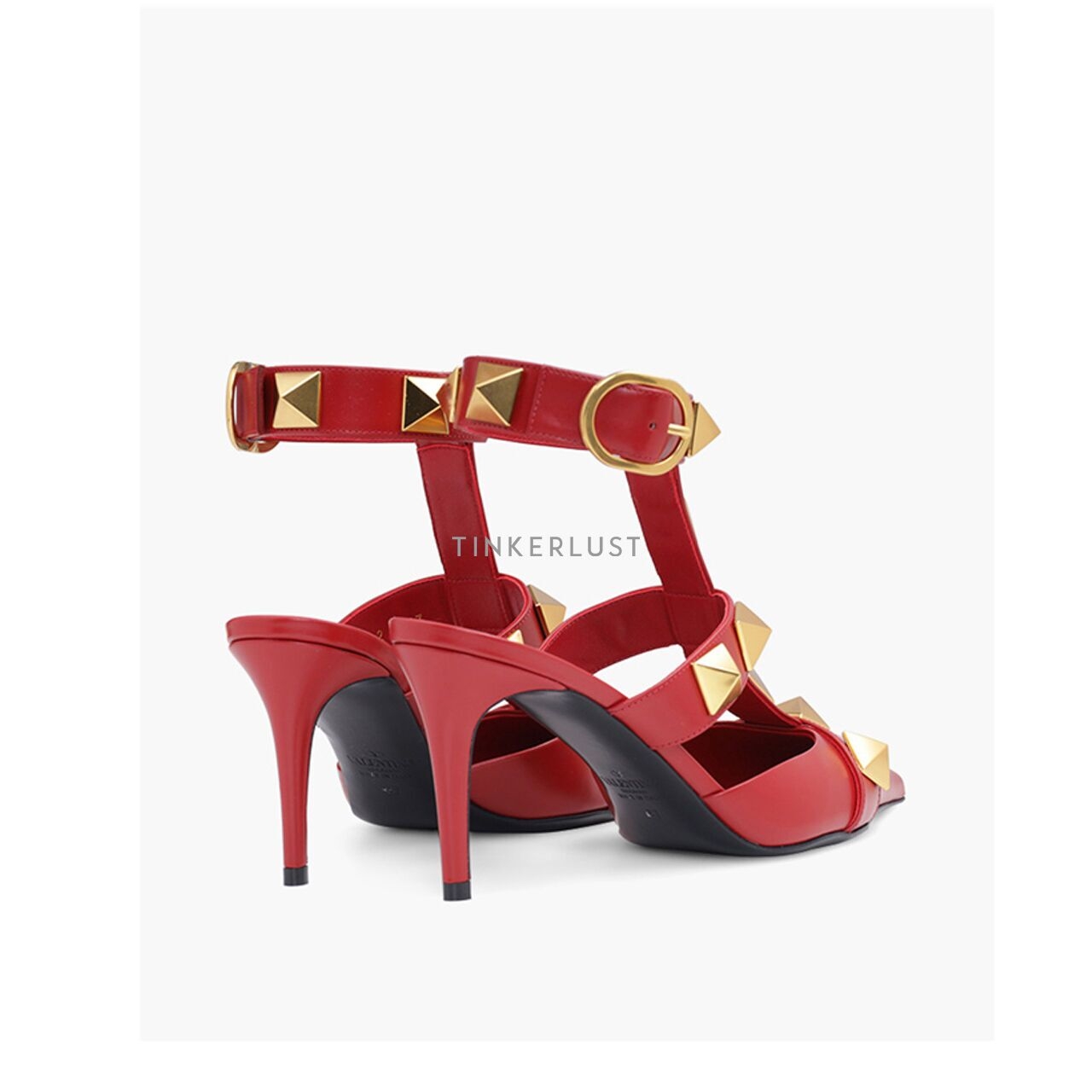 Valentino Garavani Roman Stud Pumps 80mm Calf with Cage in Red Heels