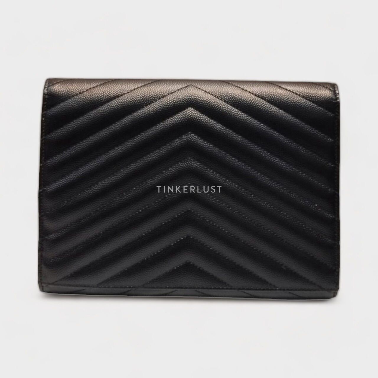 Saint Laurent Black Matelasse Envelope Clutch