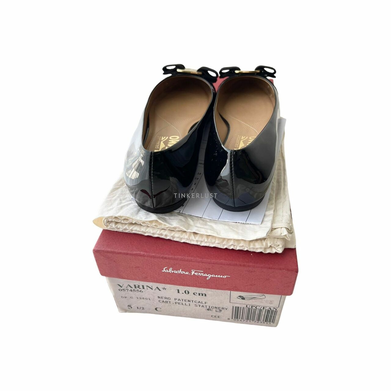 Salvatore Ferragamo Varina Black GHW Flats