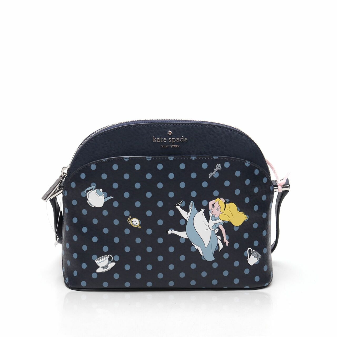 Kate Spade x Disney Alice in Wonderland Polkadot Navy Dome Crossbody Bag