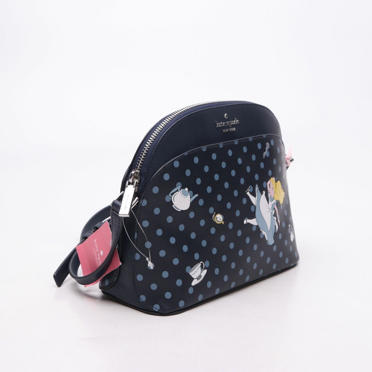 Kate Spade x Disney Alice in Wonderland Polkadot Navy Dome Crossbody Bag