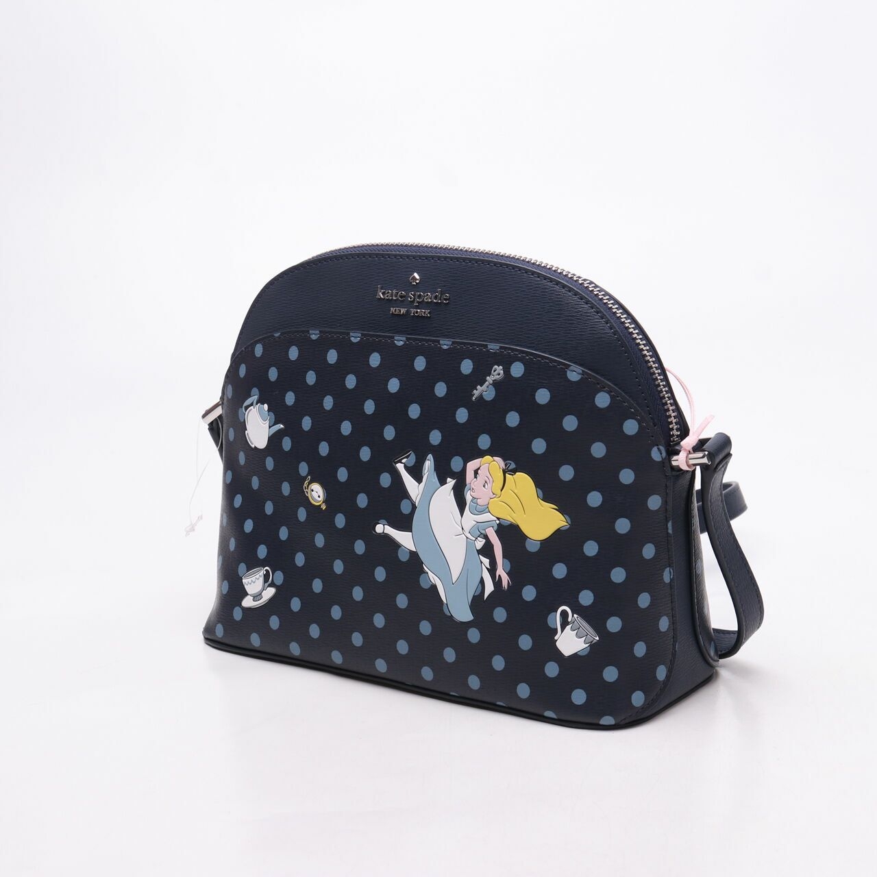 Kate Spade x Disney Alice in Wonderland Polkadot Navy Dome Crossbody Bag