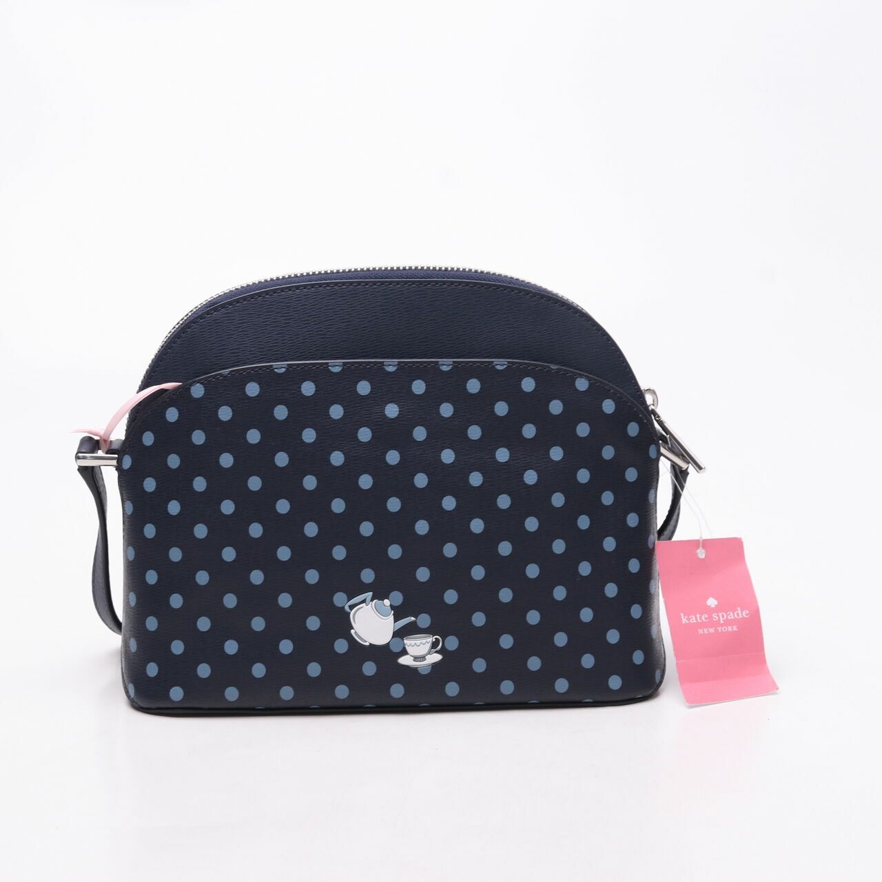 Kate Spade x Disney Alice in Wonderland Polkadot Navy Dome Crossbody Bag