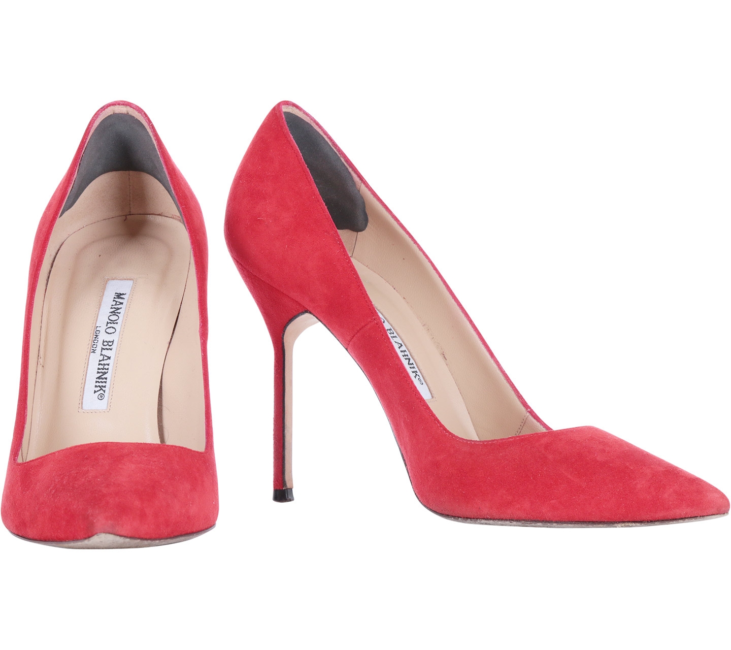 Manolo Blahnik Red Pointy Pump Suede Heels