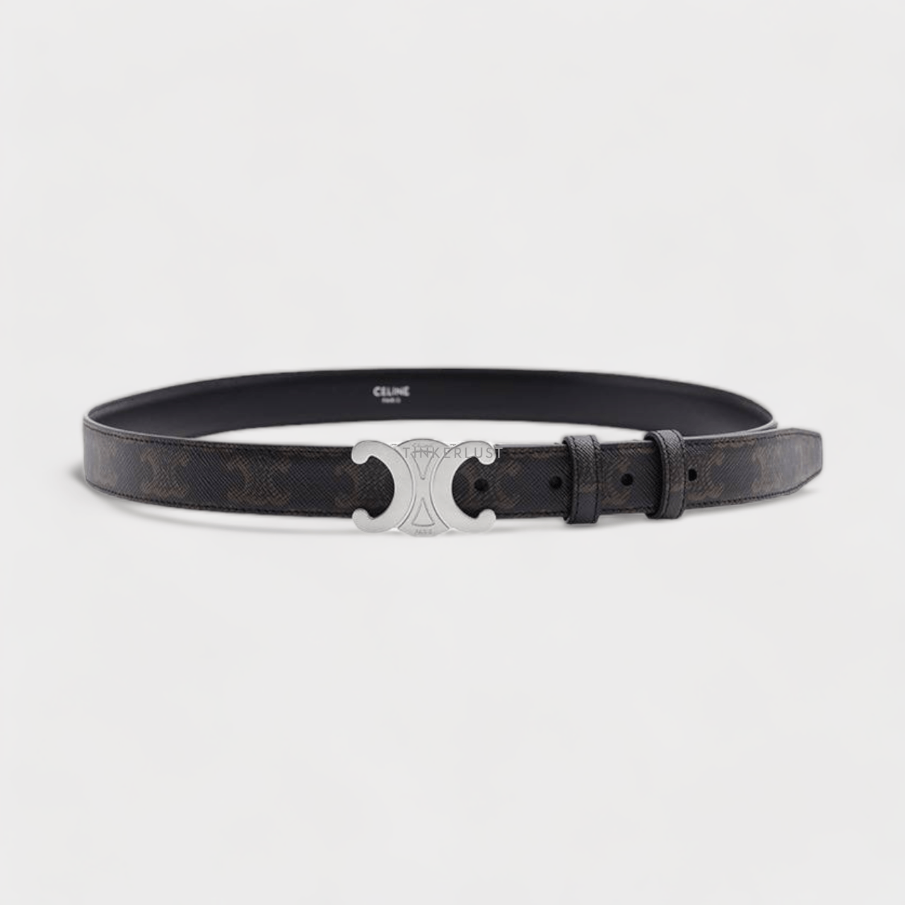 Celine Medium Triomphe 2.5cm in Black Triomphe Canvas Belt	