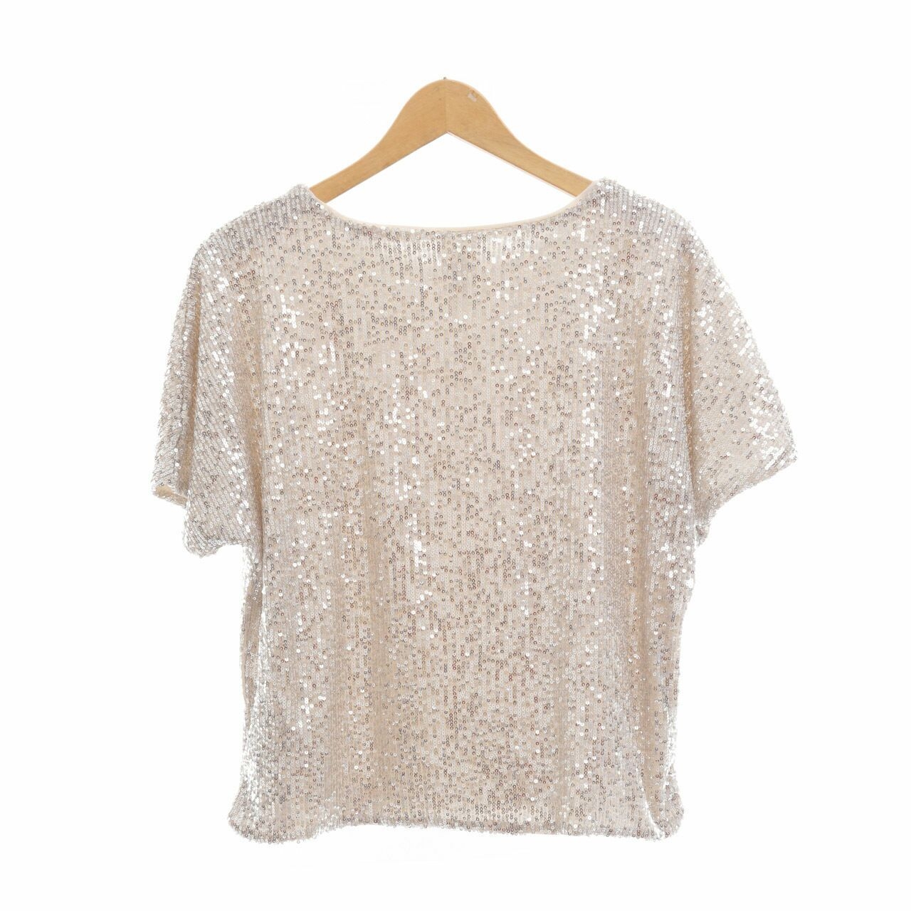 H&M Off White Sequin Blouse