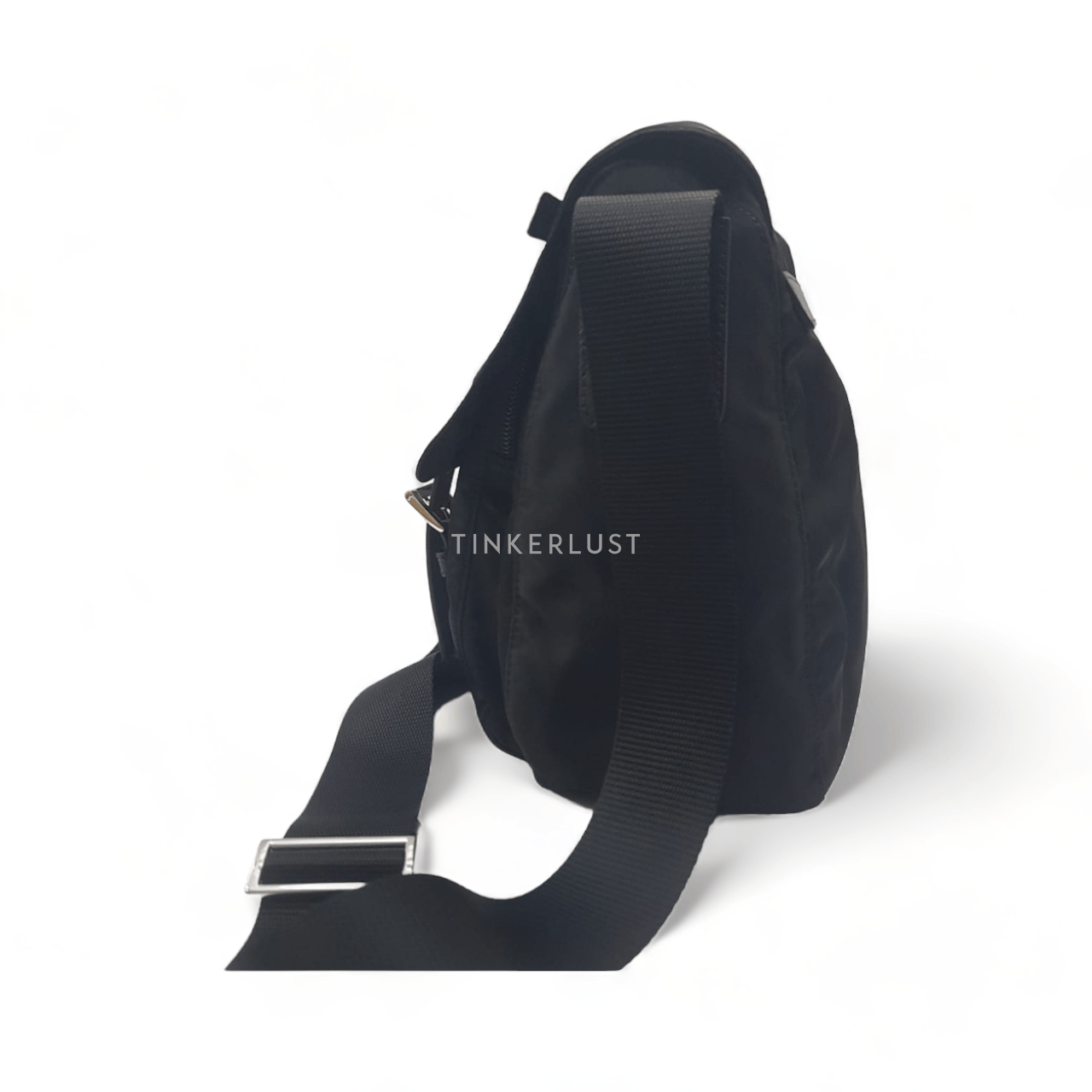 Prada 1BD671 Tessuto Flap Black Nylon SHW Messenger Shoulder Bag