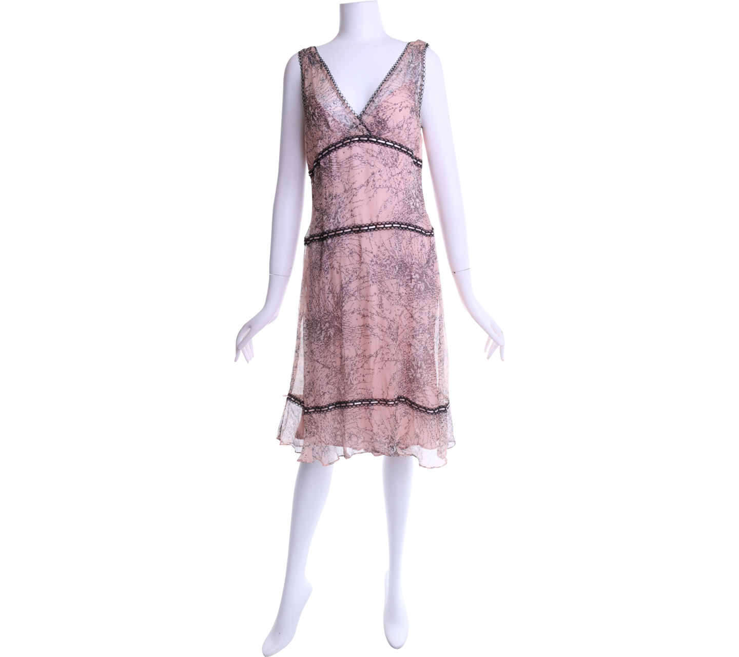 BCBG Maxazria Pink And Black Floral Sleeveless Mini Dress