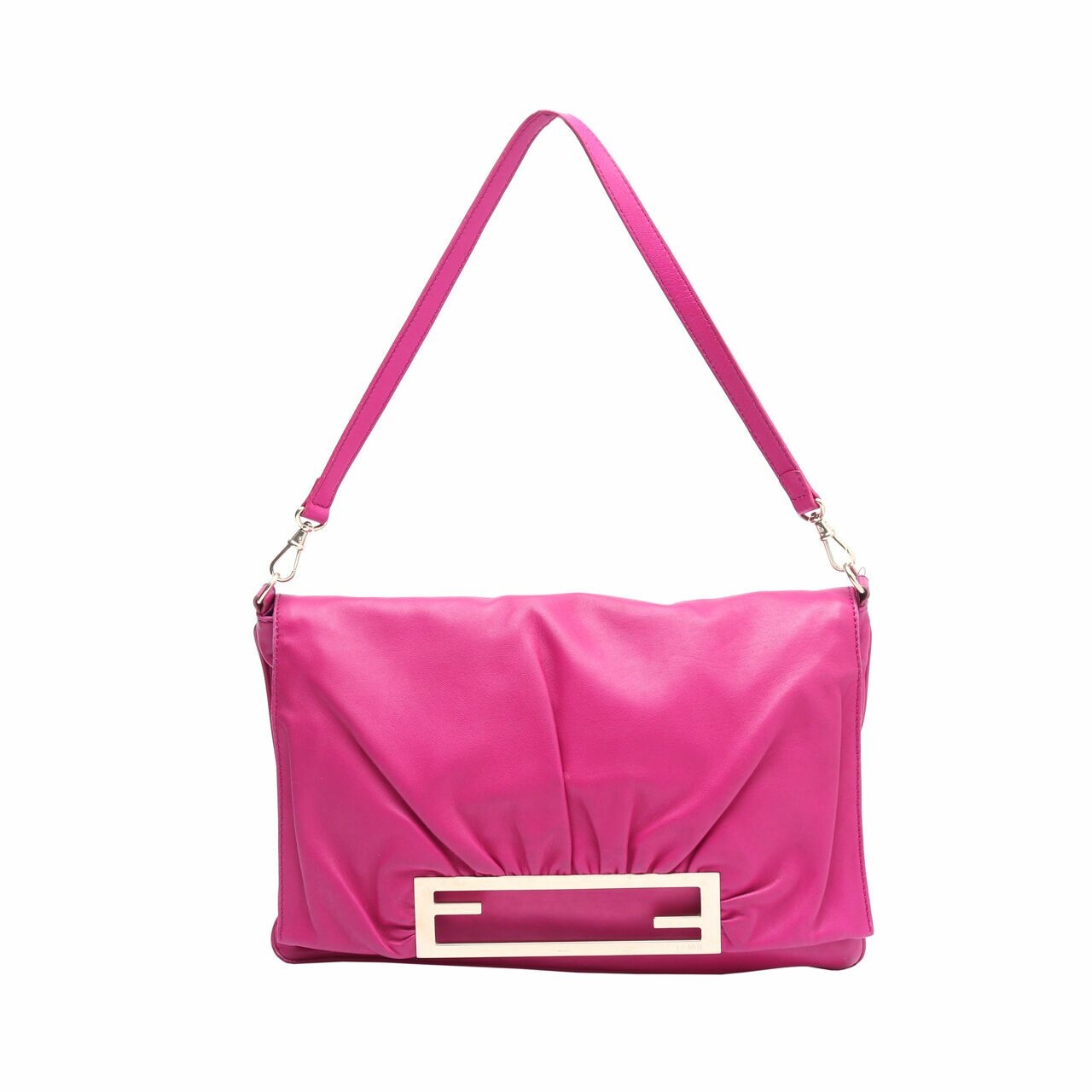 Fendi Zucca Mia Fuschia Leather Flap Shoulder Bag