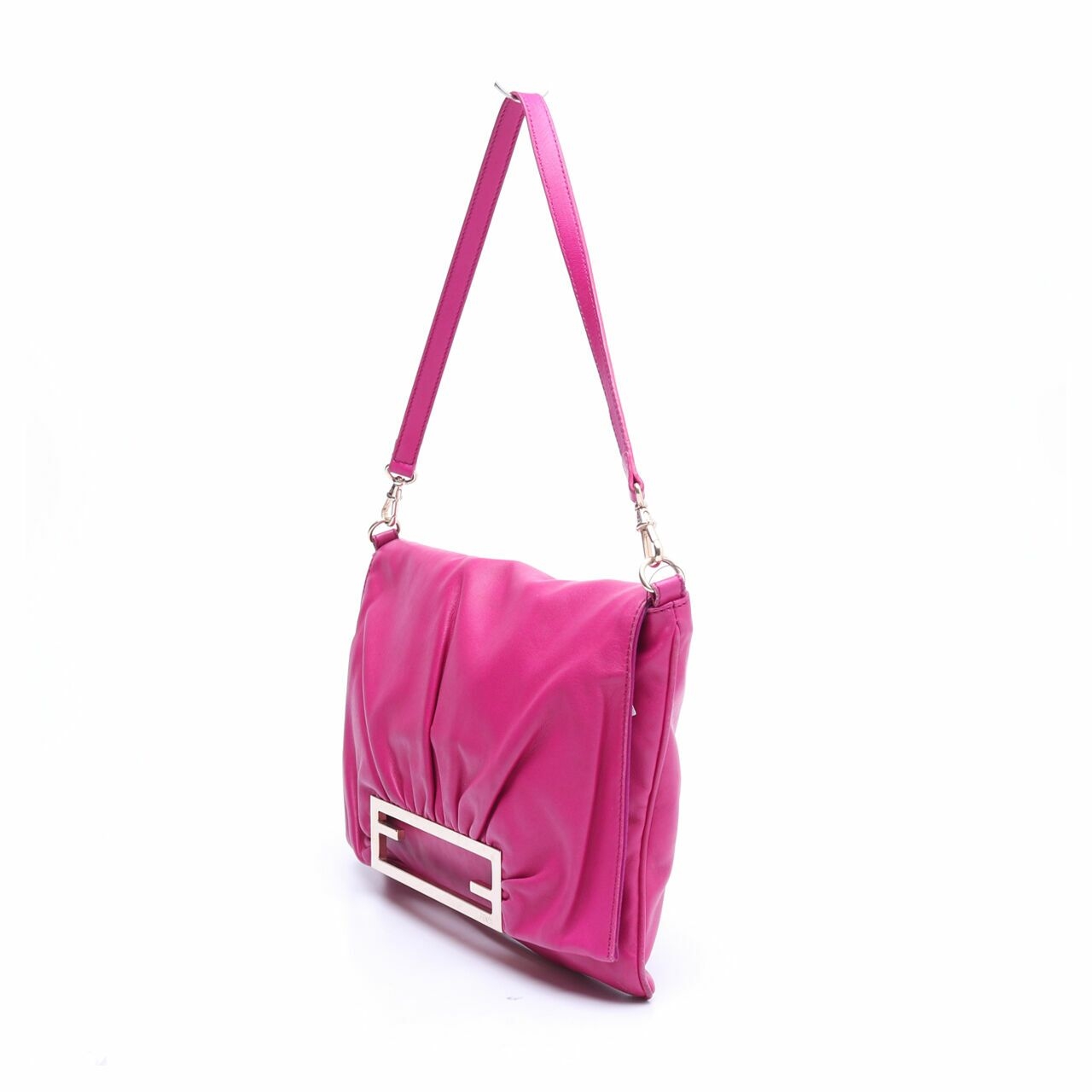 Fendi Zucca Mia Fuschia Leather Flap Shoulder Bag